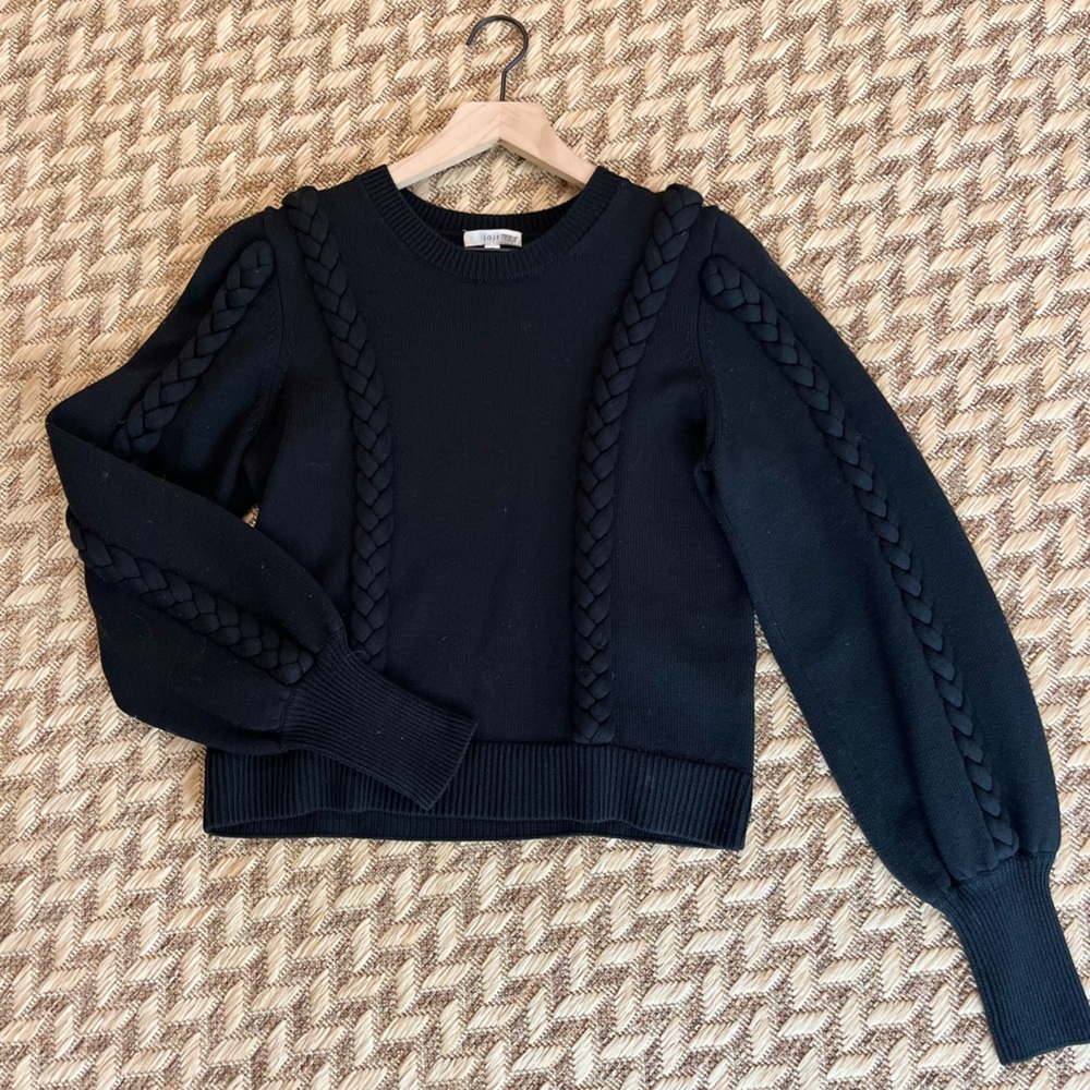 Joie Sweater - Women’s Medium Black - Knit Crewneck Long Sleeved - Picture 4 of 12